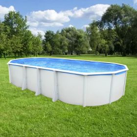 Piscine d&eacute;montable : Kit piscine acier Ibiza blanc ovale 730x366cm haut 132 cm filtration &eacute;chelle Torrente Toi