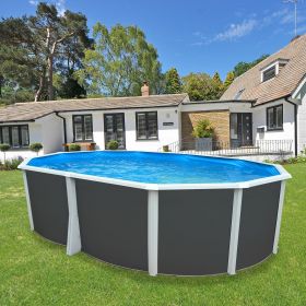 Piscine d&eacute;montable : Kit piscine acier Ibiza anthracite ovale 550x366cm haut 132 cm filtration &eacute;chelle Torrente Toi