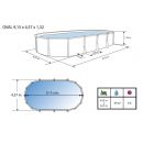 Kit piscine acier Ibiza blanc ovale 730x366cm haut 132 cm filtration &eacute;chelle Torrente Toi