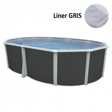 Kit piscine acier Ibiza anthracite ovale 550x366cm haut 132 cm filtration échelle Torrente Toi