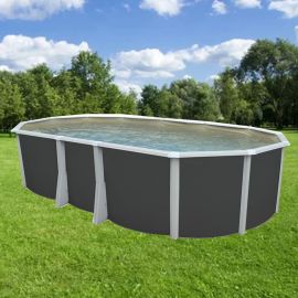 Kit piscine acier Ibiza anthracite liner sable ovale 640x366cm haut 132 cm filtration échelle Torrente Toi