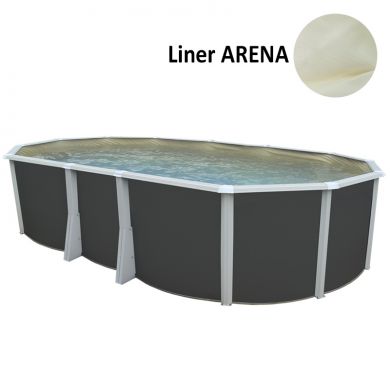 Kit piscine acier Ibiza anthracite ovale 640x366cm haut 132 cm filtration échelle Torrente Toi