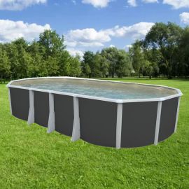 Kit piscine acier Ibiza anthracite liner sable ovale 730x366cm haut 132 cm filtration échelle Torrente Toi