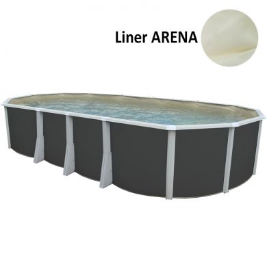 Kit piscine acier Ibiza anthracite ovale 730x366cm haut 132 cm filtration échelle Torrente Toi