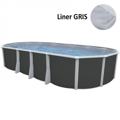 Kit piscine acier Ibiza anthracite ovale 730x366cm haut 132 cm filtration échelle Torrente Toi