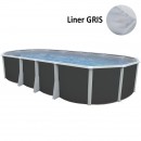 Kit piscine acier Ibiza anthracite ovale 915x457cm haut 132 cm filtration &eacute;chelle Torrente Toi