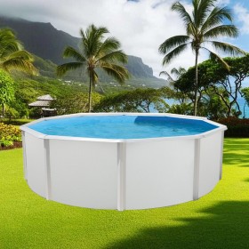 Piscine d&eacute;montable : Kit piscine acier ronde Magnum blanc haut 132cm filtration &eacute;chelle Torrente Toi