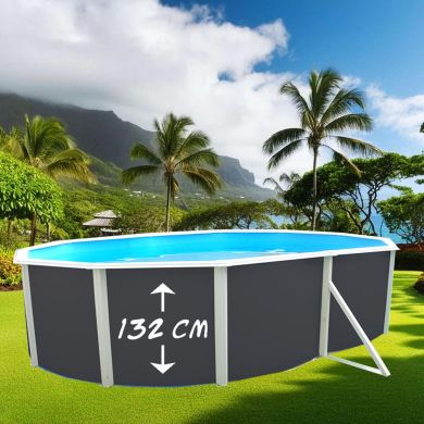 Kit piscine acier Magnum blanc ovale haut 132 cm filtration échelle Torrente Toi
