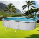 Kit piscine acier Mallorca blanc ovale 500x366cm haut 120 cm filtration &eacute;chelle Torrente Toi pas cher