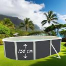 Kit piscine acier anthracite Magnum ovale haut 132 cm liner bleu filtration &eacute;chelle Torrente Toi