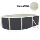 Kit piscine acier anthracite Magnum ovale haut 132 cm liner bleu filtration &eacute;chelle Torrente Toi