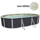 Kit piscine acier anthracite Magnum ovale haut 132 cm liner bleu filtration &eacute;chelle Torrente Toi