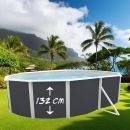 Kit piscine acier anthracite Magnum ovale haut 132 cm liner sable filtration &eacute;chelle Torrente Toi