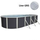 Kit piscine acier anthracite Magnum ovale haut 132 cm liner sable filtration &eacute;chelle Torrente Toi