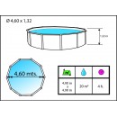 Kit piscine acier ronde Prestige blanc haut 132cm liner bleu 60/100 filtration &eacute;chelle Torrente Toi
