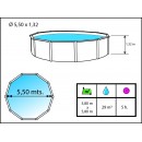 Kit piscine acier ronde Prestige blanc haut 132cm liner bleu 60/100 filtration &eacute;chelle Torrente Toi