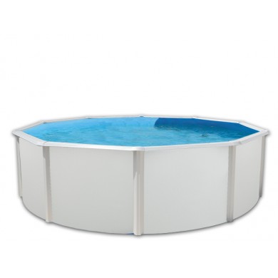 Kit piscine acier ronde Prestige blanc haut 132cm liner bleu 60/100 filtration échelle Torrente Toi