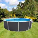 Kit piscine acier ronde blanc Prestige haut 120 cm liner bleu 60/100 filtration &eacute;chelle Torrente Toi