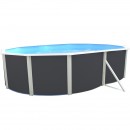 Kit piscine acier Prestige blanc ovale haut 120 cm liner 60/100 filtration &eacute;chelle Torrente Toi