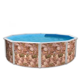 Piscine d&eacute;montable : Kit piscine acier D&eacute;coh'pool Rocaille haut 120 cm filtration &eacute;chelle Torrente Toi pas cher