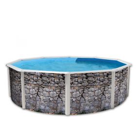 Piscine d&eacute;montable : Kit piscine acier D&eacute;coh'pool Pierre grise haut 120 cm filtration &eacute;chelle Torrente Toi pas cher