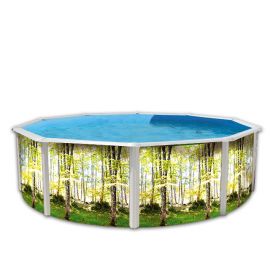 Kit piscine acier Décoh'pool Forêt D 640cm haut 120 cm filtration échelle Torrente Toi pas cher