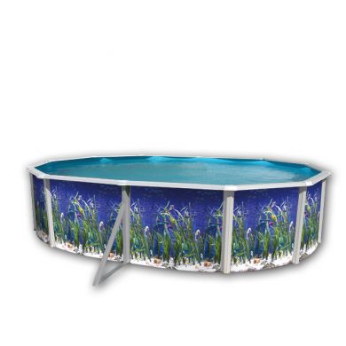 Kit piscine acier Mallorca blanc ovale 550x366cm haut 120 cm filtration échelle Torrente Toi pas cher