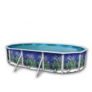 Kit piscine acier Mallorca blanc ovale 550x366cm haut 120 cm filtration &eacute;chelle Torrente Toi pas cher