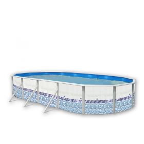 Piscine d&eacute;montable : Kit piscine acier Decoh'pool Mosa&iuml;que ovale 4 tailles disponibles haut 120 cm filtration &eacute;chelle Torrente Toi