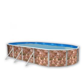 Piscine d&eacute;montable : Kit piscine acier Decoh'pool Rocaille ovale 4 tailles disponibles haut 120 cm filtration &eacute;chelle Torrente Toi