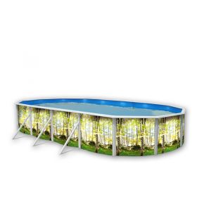Piscine d&eacute;montable : Kit piscine acier Decoh'pool For&ecirc;t ovale 4 tailles disponibles haut 120 cm filtration &eacute;chelle Torrente Toi