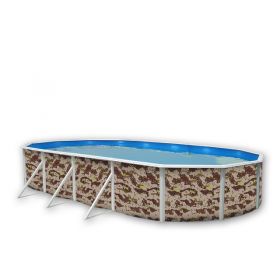 Piscine d&eacute;montable : Kit piscine acier Decoh'pool Camouflage ovale 4 tailles disponibles haut 120 cm filtration &eacute;chelle Torrente Toi