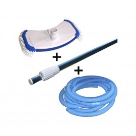 Kit nettoyage fond de piscine avec manche télescopique tuyau et balai de  fond