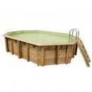 Piscine bois Sunwater Ubbink 300x490cm H 120cm liner bleu sable