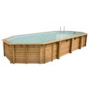 Piscine bois Azura Ubbink 400x750cm H 130cm liner bleu ou beige