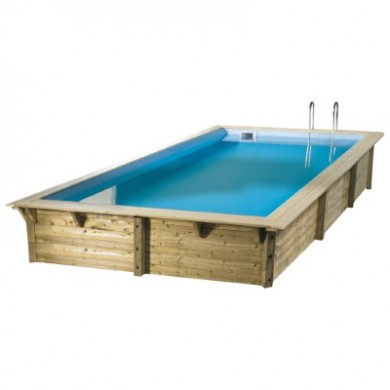 Piscine bois Azura Ubbink 250x450cm H 126cm liner bleu ou beige