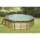 Piscine bois Ocea Ubbink Diam 430cm H 120cm liner bleu, beige ou gris