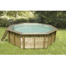 Piscine bois Ocea Ubbink Diam 510cm H 120cm liner bleu sable gris