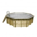 Piscine bois Ocea Ubbink Diam 510cm H 120cm liner bleu sable gris