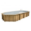 Piscine bois Ocea Ubbink 470x860cm H 130cm liner bleu sable gris