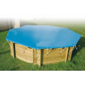 B&acirc;che de protection piscine bois Sunwater 410 Ubbink forme Hexagonale 410 cm