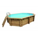 Piscine bois Azura Ubbink 300x400cm H 120cm liner bleu ou sable octogonale allong&eacute;