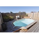 Piscine bois Azura Ubbink 300x400cm H 120cm liner bleu ou sable octogonale allong&eacute;