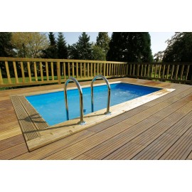 Piscine bois Azura Ubbink 200x400cm H 126cm liner bleu ou beige