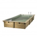 Piscine bois Azura Ubbink 200x400cm H 126cm liner bleu ou beige