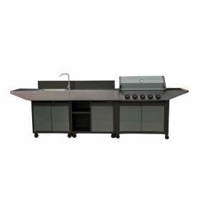 Autres Accessoires Piscine : Kit Cuisine d'&Eacute;t&eacute; BURN Cook'in Garden Complet avec Barbecue, Desserte et &Eacute;vier