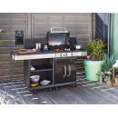 Cuisine d'&Eacute;t&eacute; Fidgi Cook'in Garden Barbecue Gaz 3 Br&ucirc;leurs avec Desserte
