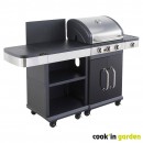 Cuisine d'&Eacute;t&eacute; Fidgi Cook'in Garden Barbecue Gaz 3 Br&ucirc;leurs avec Desserte