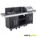 Cuisine d'&Eacute;t&eacute; Fidgi Cook'in Garden Barbecue Gaz 3 Br&ucirc;leurs avec Desserte