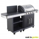 Cuisine d'&Eacute;t&eacute; Fidgi Cook'in Garden Barbecue Gaz 4 Br&ucirc;leurs avec Desserte
